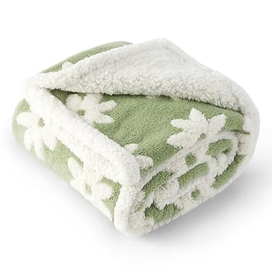 LE SURE Waterproof Dog Blanket for Large Dogs - Washable Double Sided Dog Blankets with Warm Jacquard Shag and Soft Sherpa Fleece, Pet Cat Blanket for Couch Protection, 3D Textured Cloud, Green - Image 7