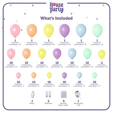 HOUSE OF PARTY 140PCS Pastel Rainbow Balloon Arch Garland Kit - Balloon Arch Kit-Birthday Balloons, Globos para Decoracion de Fiestas | Ideal for valentines day Baby Shower Party Decorations - Image 2