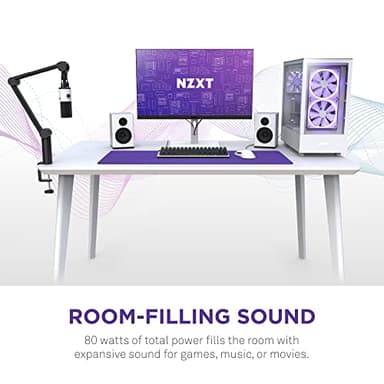 NZXT Relay PC Gaming Desktop Speakers - AP-SPKW2-US - Bookshelf-Style Design - 80 Watts - High Dynamic Range - Silk Dome Tweeters - Glass Fiber Woofers - White - Image 3