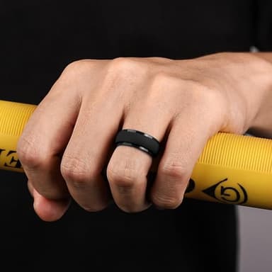 Egnaro Men's Silicone Rings 10mm Wide 2.5mm Thick Rubber Wedding Bands, Multipack 1/4/7 Breathable Comfort Fit For Workout - Image 4