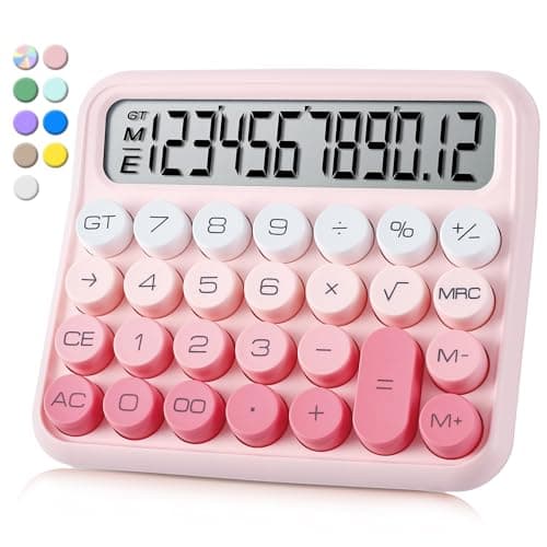 VEWINGL Mechanical Switch Calculator, 12 Digit Large LCD Display and Buttons, Great for Everyday Life and Basic Office Work, with Battery - Image 1