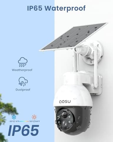 AOSU Solar Camera Security Outdoor - Security Cameras Wireless Outdoor with 360° Panoramic View, Human Auto Tracking, 2K Night Vision, Compatible with Alexa/Google Assistant (2 Pack) - Image 7