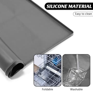 Baderke 1 Pcs Dishwasher Drain Pan 23.6''x19.7'' Silicone Dishwasher Drip Tray Prevent Water Leakage Protect Countertop Floor Anti-slip Waterproof Mini Fridge Drip Pan with Raised Edge, No Hole - Image 4