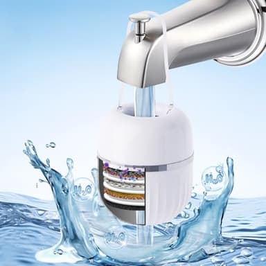 Bath Water Filter for Tub,Bath Water Filter Removes Hundreds of Contaminants for Softer Skin and Hair 5000 Gallons of Filtration Easy to Install for bathroom (White) - Image 1