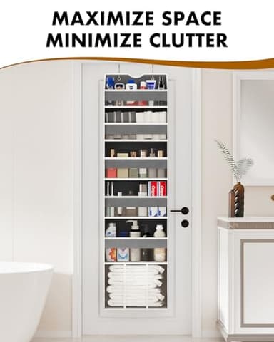 GGUO Over The Door Organizer Hanging - 6 Shelf Over Door Organizers with 6 Clear Front & 12 Side Pockets - Swing-proof 50LB Load Behind Door Storage for Closet Bedroom Bathroom Nursery Baby Essentials - Image 5