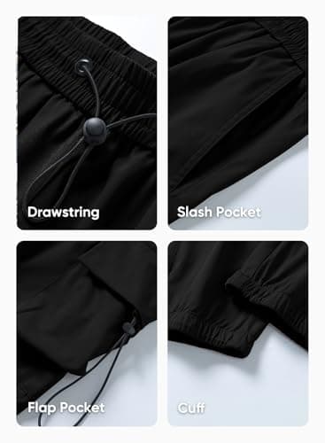 JMIERR Sweatpants Men Loose Fit Casual Lounge Fall Essentials Travel Drawstring Elastic Waist Wide Leg Tapered Parachute Pants Y2K Hip Hop Baggy Joggers,M,Black - Image 4
