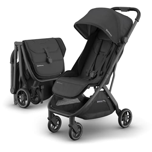 UPPAbaby Minu V3 Travel Stroller | Lightweight + Compact Design | One-Hand Fold + Unfold | from Birth + Overhead Compatible | Jake (Charcoal/Carbon Frame/Black Leather) - Image 1