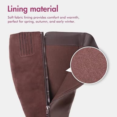 Hawkwell Women's Extra Wide Calf Pull On Side Zipper Knee High Boots, Brown PU, 8.5 M US - Image 6