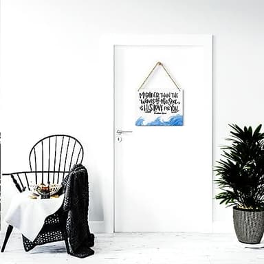 Inspirational Nautical Decor Mightier Than The Waves of The Sea Psalm 93:4 Scripture Wooden Hanging Sign Christian Gift for Baby Kids Girl Boy Nursery Teen Room Bible Verse Wall Art 10 x 8 Inches - Image 6