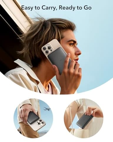 ESR for MagSafe Power Bank, Ultra-Compact 10,000mAh MagSafe Portable Charger, Qi2 Certified 15W Ultra-Fast Battery Pack, 27W USB-C MagSlim Charger with Cable for iPhone 17/16/15/14/13/12, Black - Image 8