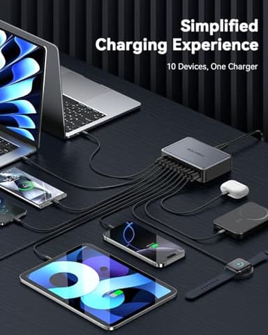 480W USB C Charger Block, Rocoren 10-Ports USB C Charging Station for Multiple Devices,PD 100W Type c Gan Fast Charger Station Multi USBC Charging Hub for Laptop MacBook HP iPad iPhone Samsung - Image 5