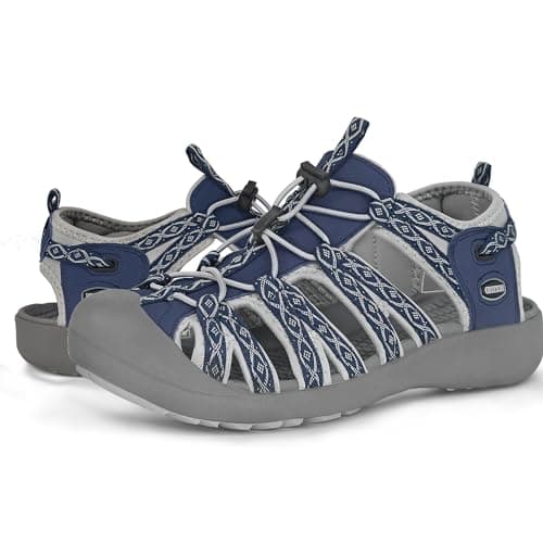 GRITION Hiking Sandals Women Closed Toe, Waterproof Lightweight Adjustable Hiking Athletic Sandals, Breathable For Beach Summer Adventure Comfortable Outdoor Sport (7 US, Navy) - Image 1