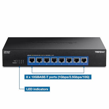 TRENDnet 8-Port 10G Switch, TEG-S708, 8 x 10G RJ-45 Ports, 160Gbps Switching Capacity Rack mountable, Ethernet Splitter, NDAA & TAA Compliant, Lifetime Protection, Black - Image 9
