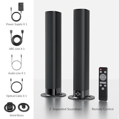 Assistrust Sound Bar for Smart TV, Soundbar with Bluetooth/ARC/Opt/AUX Connect, Auto Volume Boost, 3 Equalizer Modes, 2 in 1 Detachable Soundbar for TV/PC/Gaming/Projectors - Image 8