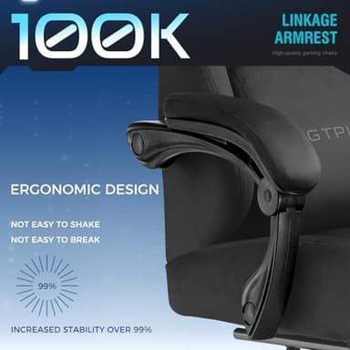 GTPLAYER Gaming Chair Fabric with Pocket Spring Cushion, High Back Ergonomic Computer Chair with Footrest for Adults Lumbar Support Swivel Game Chair for Office Gaming 350LBS, Black - Image 6