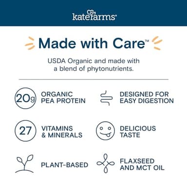 KATE FARMS Organic 1.4 High Calorie Nutrition Shake, Strawberry, 20g Protein, 27 Vitamins and Minerals, Meal Replacement, 11 oz (6 Pack) - Image 7