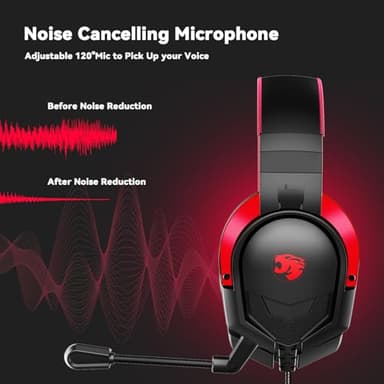 IMYB A88 Gaming Headset with Microphone, Stereo Wired Noise Cancelling Over-Ear Headphones with Mic for Pc, Ps5, Xbox One Series X/s, Ps4, Computer, Laptop, Mac, Nintendo, Gamer (Red) - Image 3