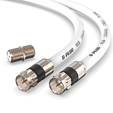 G-PLUG 1FT RG6 Coaxial Cable Connectors Set - High-Speed Internet, Broadband and Digital TV Aerial, Satellite Sky Cable Extension- Weather-Sealed Double Rubber O-Ring and Compression Connectors White - Image 1