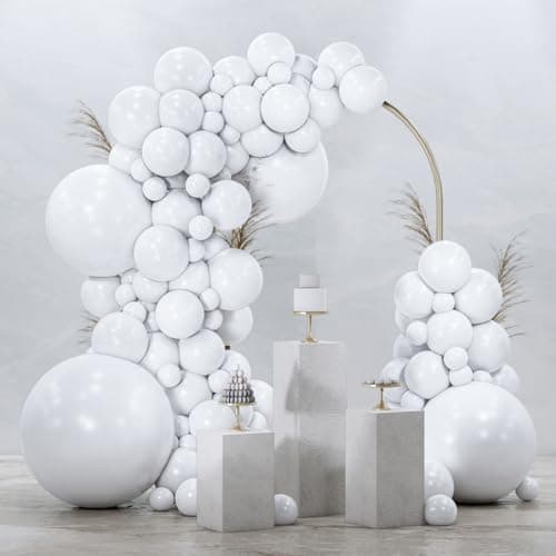 PartyWoo White Balloons 99 pcs Different Sizes Pack of 36 18 12 10 5 Inch Matte White Latex Balloon Arch Kit Garland for Wedding Bridal Graduation Baby Shower Birthday Party Decorations White-Y13 - Image 1