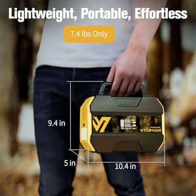 VTOMAN FlashSpeed 300 Portable Power Station 70000mAh, Only 7.4lbs with 7 Outlets, LiFePO4 Generator with Up to 600W AC Outlet, 12V/24V DC Input Adapt RV/Van, PD 100W Type-C for Power Outage, Camping - Image 3