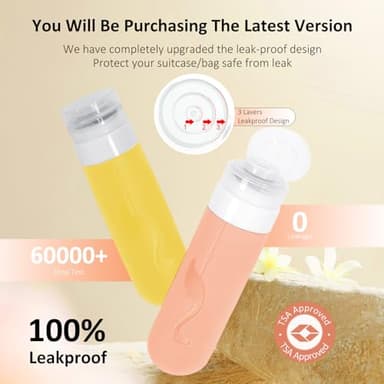 Vipop Empty 3 oz Travel Size Bottles Toiletries Containers for Toiletries Liquids,Small Silicone Mini Refillable Leak Proof TSA Approved Travel Bottles for Creams Shampoo and Conditioner Traveling - Image 3