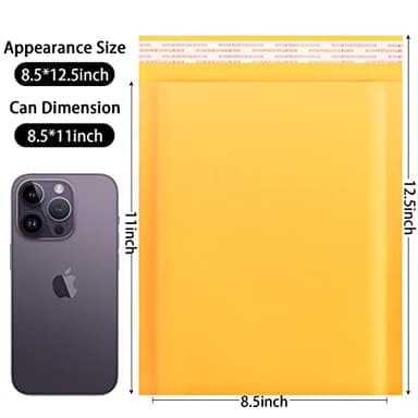 packbabol Kraft Bubble Mailers 8.5x11 Inch 50 Pcs,Small Self-Sealing Mail Shipping Bags,Yellow Padded Envelopes #2 - Image 3