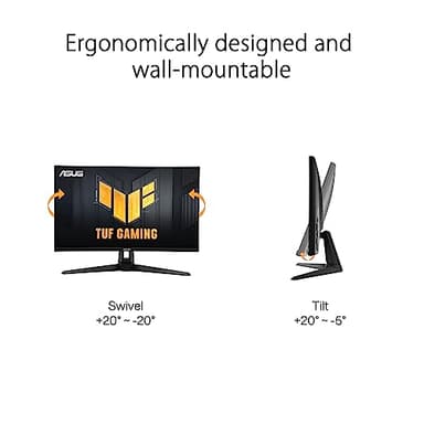 ASUS TUF Gaming 27” 1440P HDR Monitor (VG27AQ3A) – QHD (2560 x 1440), 180Hz, 1ms, Fast IPS, 130% sRGB, Extreme Low Motion Blur Sync, Speakers, Freesync Premium, G-SYNC Compatible, HDMI, DisplayPort - Image 5