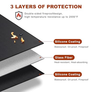 QYYDWN Under Grill Mat for Outdoor Grill,50 x 40 inches Double-Sided Fireproof Grill Pad,BBQ Mat for Under BBQ,Indoor Fireplace Mat,Fire Pit Mat,Oil-Proof Waterproof Mat - Image 7