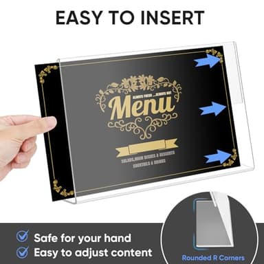 TICONN 8.5 x 5.5 Acrylic Sign Holder, L Shape Clear Sign Stand for Displaying, Plastic Paper Holder for Office, Store, Restaurant (Horizontal 3 Pack) - Image 3