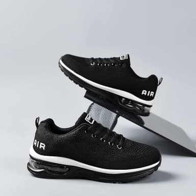 QAUPPE Womens Fashion Lightweight Sports Walking Sneakers Breathable Gym Jogging Running Tennis Shoes (Black US 8 B(M) - Image 4