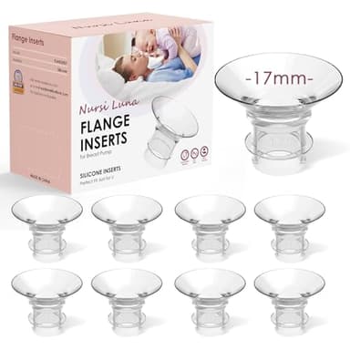 Nursi Luna Flange Inserts 8PCS 17mm for 24mm Flange/Shield of Most Pumps, Flange Sizing Kit Silicone Flange Insert, Breastfeeding Essentials Kit for New Moms - Image 1