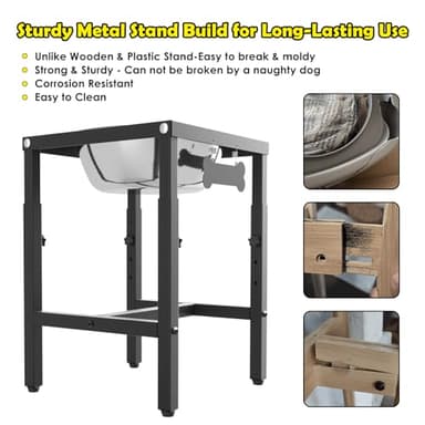 ADENGL 1.6 Gallon Elevated Dog Water Bowl for Large Dogs, 4-Height Adjustable (13–18'') Raised Stainless Steel Bowl with Spill-Proof Mat & Sturdy Metal Stand, Easy-Clean Feeder for Indoor/Outdoor Use - Image 4