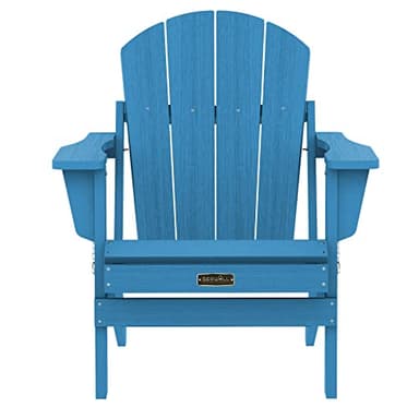 SERWALL Foldable Adirondack Chair Set of 2 for Patio Garden Outdoors-Navy Blue - Image 7