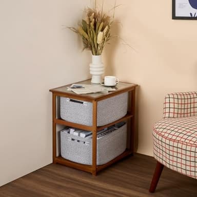 MiniArk Large Storage Baskets for Shelves, Closet Organizers Bins for Clothes Blanket Towels, Baby Nursery, Toy Baskets Box, Woven Rope Baskets, 17 x 13 x 7.5”, 3 Packs Mixed Grey - Image 8