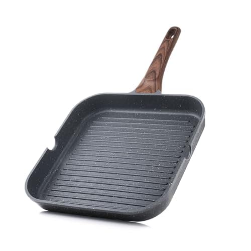 SENSARTE Nonstick Grill Pan for Stove Tops, Versatile Griddle Pan with Pour Spouts, Square Grill Pan for Big Cooking Surface, Durable Grill Skillet for Indoor & Outdoor Grilling. PFOA Free, 11 Inch - Image 1