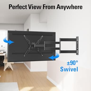 MOUNTUP Long Arm TV Wall Mount for Most 26-65 Inch TVs, Corner TV Mounts with 37.4 Inch Extension Arm, Smooth Swivel Tilt Single Stud Full Motion Bracket Max VESA 400x400mm, Holds to 77 lbs, MU0047 - Image 6