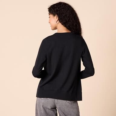 Amazon Essentials Women's Lightweight Crewneck Cardigan Sweater (Available in Plus Size), Black, X-Large - Image 3
