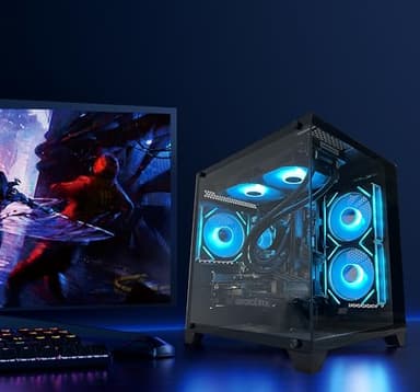 YAWYORE Gaming PC Desktop Computer, Ryzen 7 5700X,RTX 4060,32GB DDR4 RAM and 1TB M.2 NVMe SSD, 240 Liquid Cooler, ARGB Fans,Game Design Office (R7 5700X / RTX 4060 / 32GB DDR4 / 1TB SSD) - Image 2