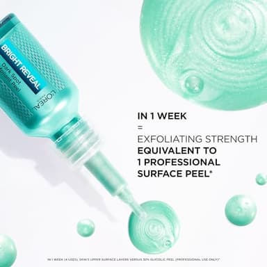 L'Oreal Paris Bright Reveal Dark Spot Exfoliant Peel, 25% AHA BHA PHA Face Exfoliator Solution, Gentle Skincare to Visibly Reduce Dark Spots and Renew Skin Texture, Includes SPF Lotion Sample - Image 7
