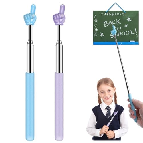 Retractable Teacher Pointer for Classroom Kids Reading, Dumero Extendable Finger Pointer Stick, School Collapsible Telescoping Long Hand Pointing Stick, Classroom Must Have Supplies Essentials, 2 Pack - Image 1