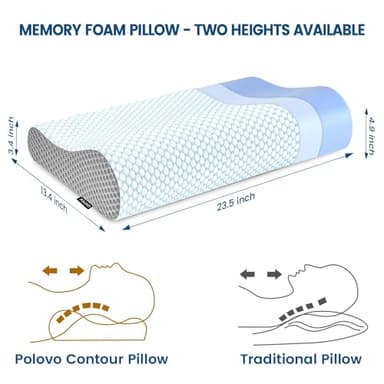 Memory Foam Pillows Neck Pillow Bed Pillow for Sleeping, Ergonomic Cervical Pillow for Neck and Shoulder Pain Relief,Orthopedic Contour Pillow for Side Back Stomach Sleeper(Blue&Grey) - Image 2