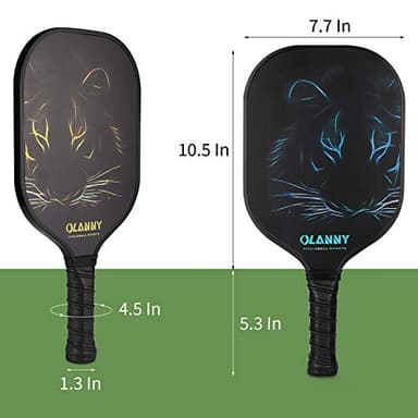 OLANNY Pickle Ball Raquette Set of 4 Lightweight Pickleball Paddle Set Premium Comfort Grip Polymer Honeycomb Core Set of Four Paddles,4 Replacement Soft Grip,4 Balls & Drawstring Bag - Image 3