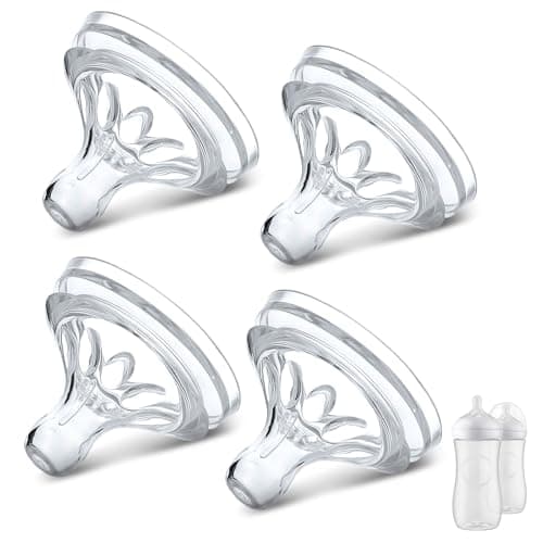 4 Packs Silicone Bottle Nipples Compatible with Philips Avent Natural Bottle, Replacement Bottle Nipple BPA-Free, No Spill, Anti-Colic, 0+ Month (Flow 2) - Image 1
