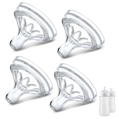 4 Packs Silicone Bottle Nipples Compatible with Philips Avent Natural Bottle, Replacement Bottle Nipple BPA-Free, No Spill, Anti-Colic, 0+ Month (Flow 2) - Image 1