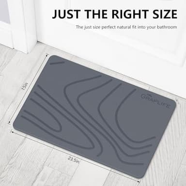 Graplife - Stone Bath Mat, Diatomaceous Earth Shower Mat, Non-Slip Super Absorbent Quick Drying Bathroom Floor Mat, Natural, Easy to Clean (23.6 x 15.35 Darkgrey) - Image 8
