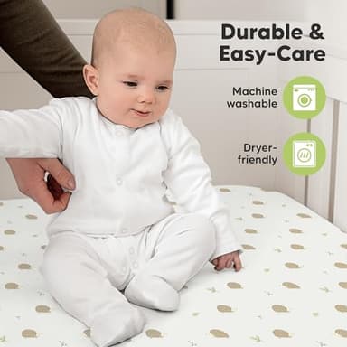 KeaBabies 2-Pack Organic Crib Sheets for Boys, Girls - 52x28 Fitted Crib Mattress Sheet Neutral, Breathable Jersey Cotton Cover for Baby Bed, Toddler Mattress, Soft & Cute Prints (Nibbles/Bruce) - Image 7