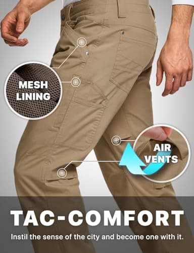 CQR Men's Vent Stretch Pants, Quick Dry Lightweight Casual Cargo Pants, Water Resistant Straight-Fit Utility Work Pants, Sedona Cougar, 32W x 32L - Image 6