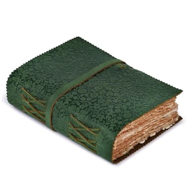 LEATHER VILLAGE Leather Bound Floral Embossed Journal for Women Men - 200 Pages, 8”X6”(A5), Green - Book of Shadows, Vintage Blank Paper Travel Diary, Notebook for Writing, Drawing, Sketchbook - Image 1