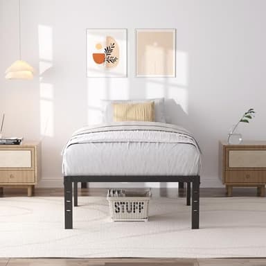 SHLAND Bed Frame Twin, 18 Inch Metal Twin Platform Bed Frame No Box Spring Needed, Mattress Foundation, Storage Space, No Noise, Easy Assembly - Image 6