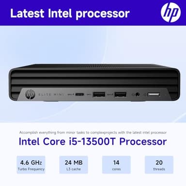 HP Elite 600 Mini Business Desktop, 13th Gen Intel 14-Core i5-13500T, 32GB DDR5 RAM, 1TB SSD, RJ-45, Wi-Fi 6, DP Port, HDMI, Win 11 Pro, Black, Bundle with UC310 64GB USB Flash Drive Retail White - Image 2